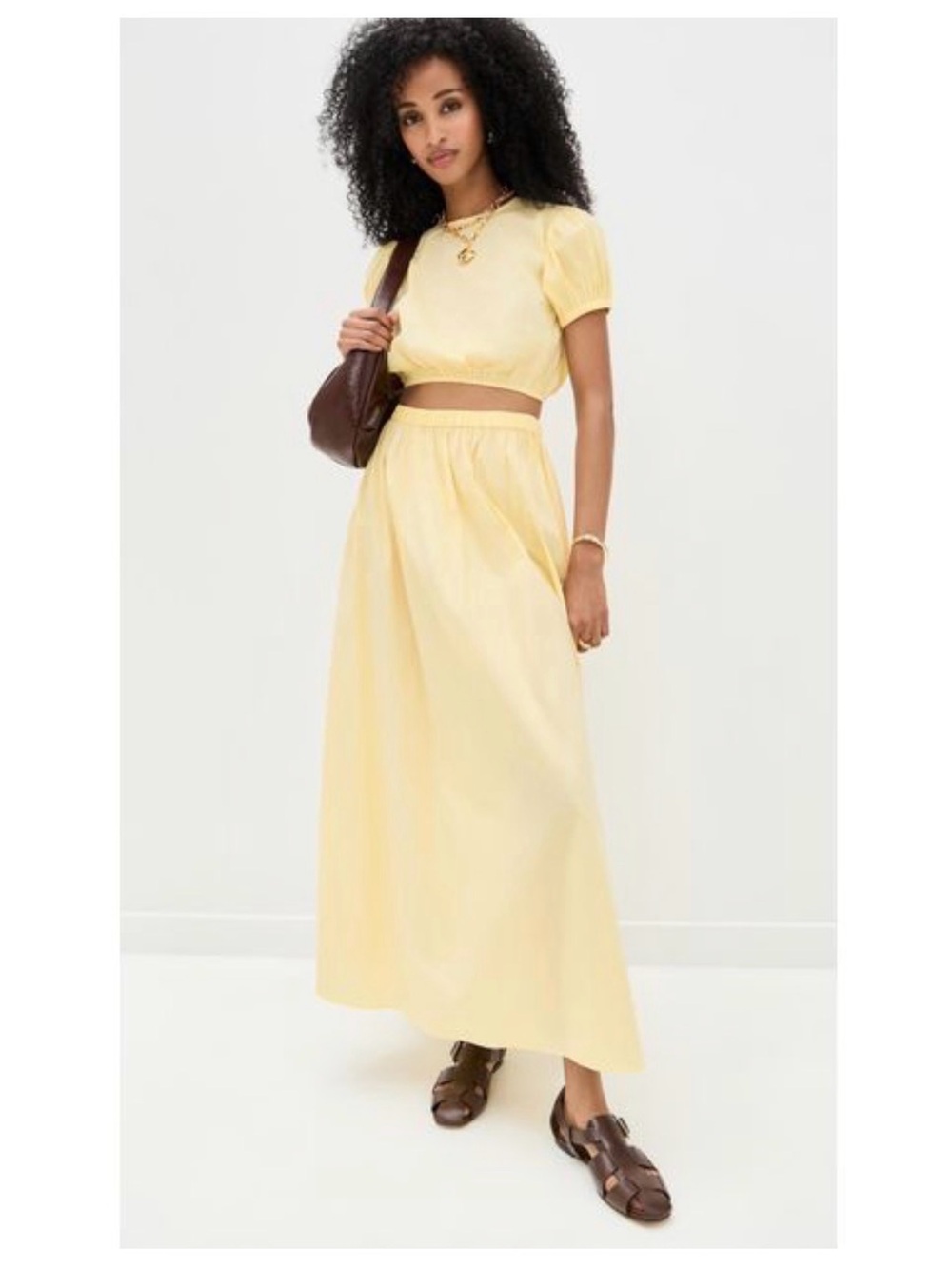 Light Yellow Puff-Sleeve set by Playa Lucila